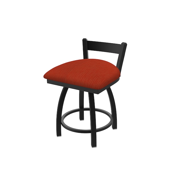 18" Low Back Swivel Vanity Stool, Black Wrinkle, Graph Poppy Seat